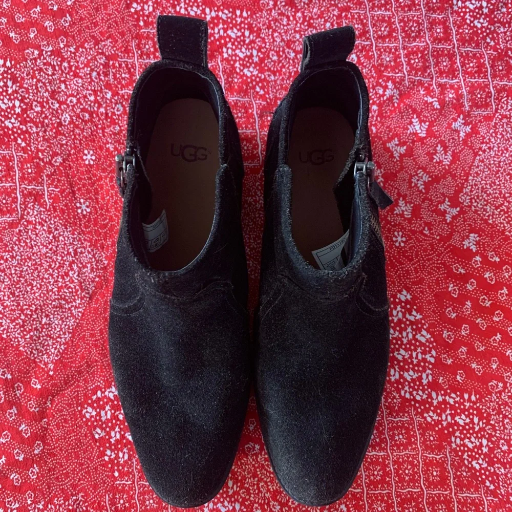 UGG Aureo II women's ankle boots Black Suede with Zipper Size 10